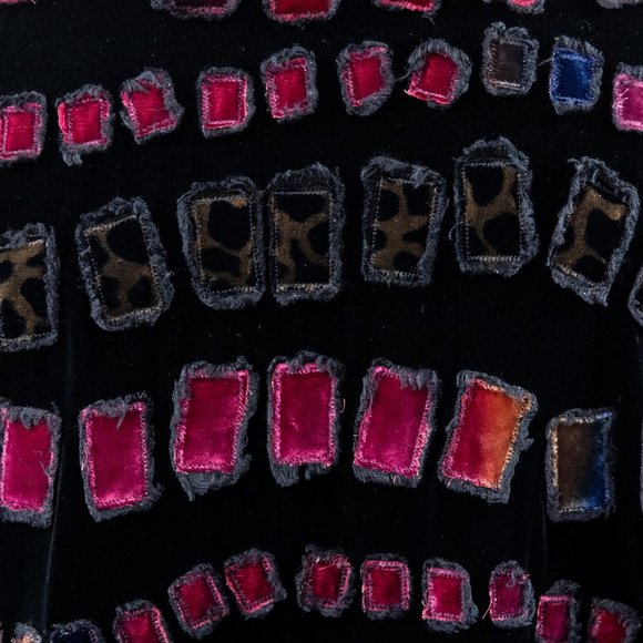 Vintage Chico's M Velvet Abstract Tunic Top Black - Picture 2 of 7